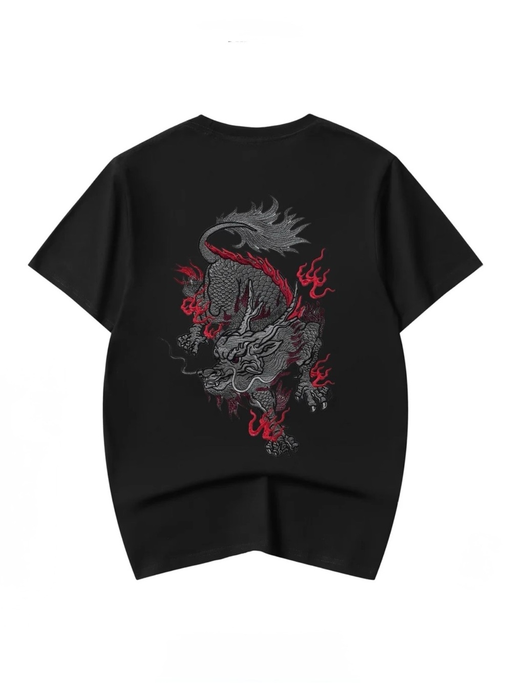 Niepce Men's Black Tee with Red Dragon Graphic (ET525)